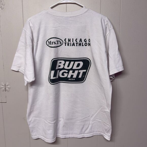 Mrs. T's Chicago Sun Times Triathlon Bally Total Fitness Bud Light Ad Tee Men L - Picture 11 of 11